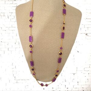 Kate Spade Long Station Scatter Necklace In Purple Enamel Glass